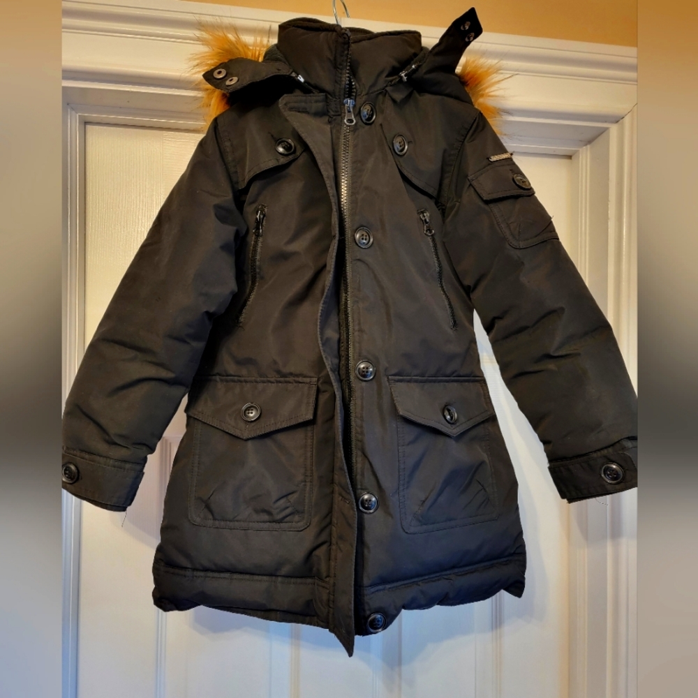 Girls Steve Madden Winter Jacket Black with Faux Fur lined hood